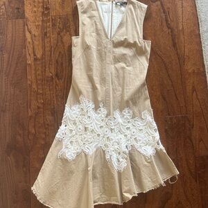 Derek Lam Tan and White Lace Dress